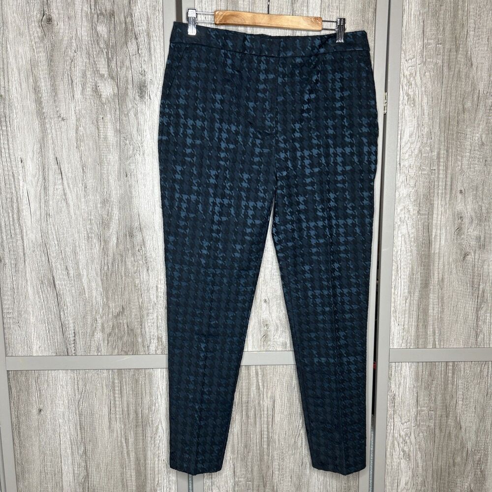 Reiss Trousers Pants Jacquard Houndstooth Teal Tapered $245 NWT Size 10